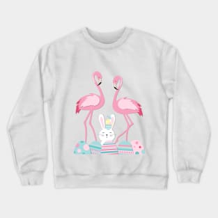 Funny Easter eggs, flamingo and bunny Crewneck Sweatshirt